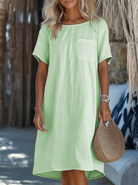 Bridget Casual Linen Maxi Dress with Pockets in Light Green