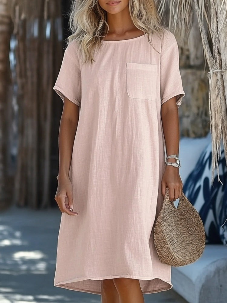 Bridget Casual Linen Maxi Dress with Pockets in Lotos