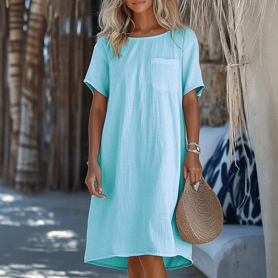 Bridget Casual Linen Maxi Dress with Pockets
