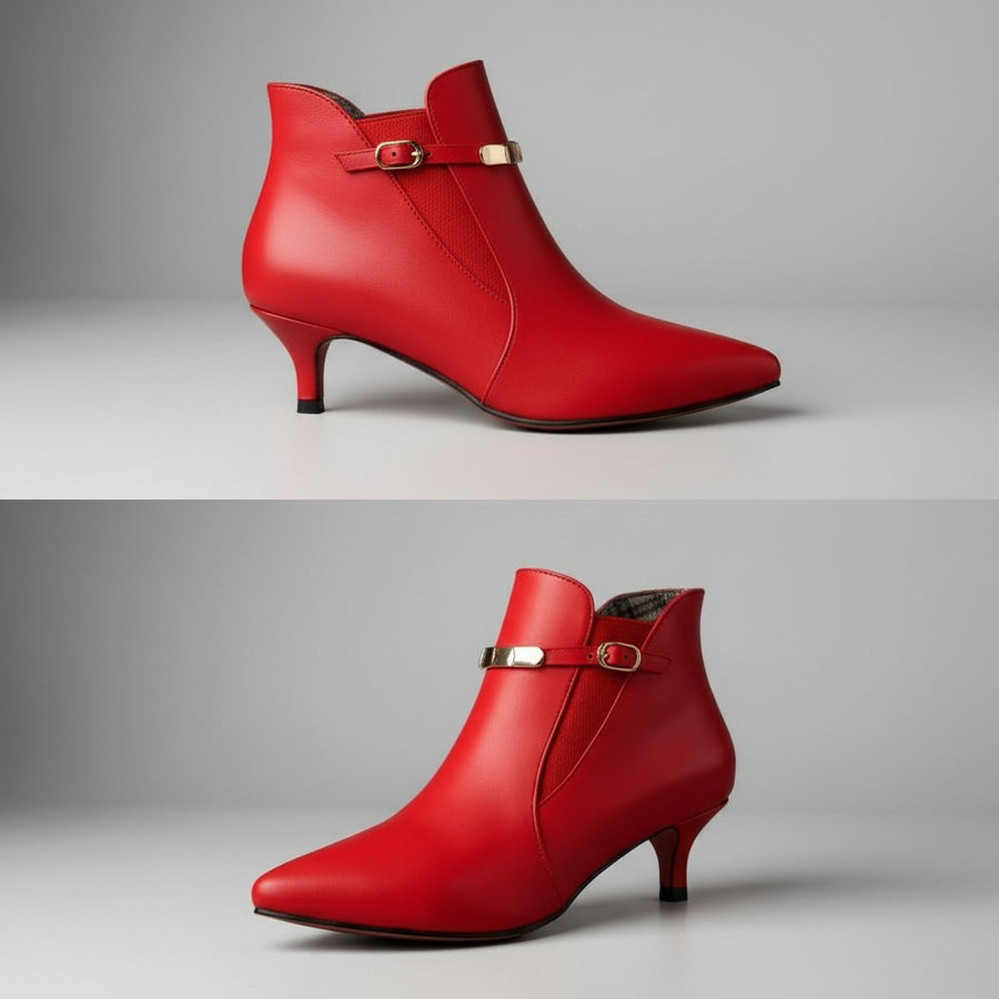 Briella Kitten Heel Bootie in Crimson