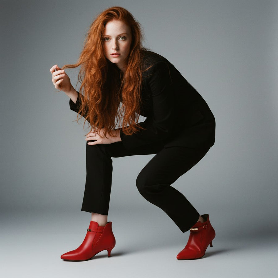 Briella Kitten Heel Bootie in Crimson