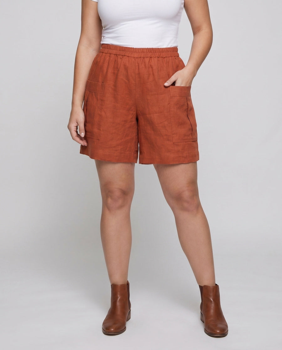Brielle Casual Linen Shorts with Side Pockets and Pockets