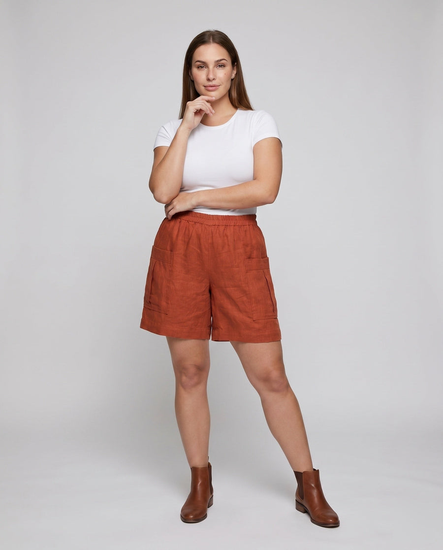 Brielle Casual Linen Shorts with Side Pockets and Pockets