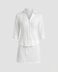 Brielle Linen Blouse with Fitted in White