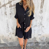 Brielle Shirt with Elastic Waist and Oversized in Black
