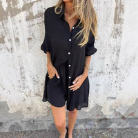 Brielle Shirt with Elastic Waist and Oversized in Black