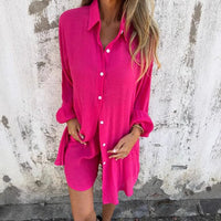 Brielle Shirt with Elastic Waist and Oversized in Magenta