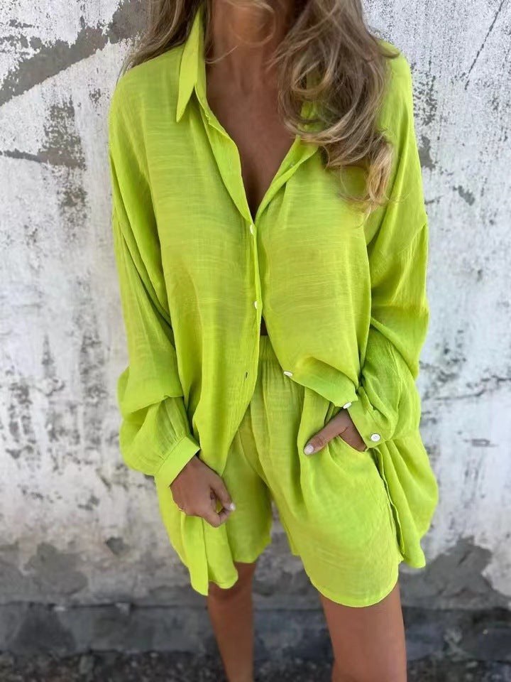 Brielle Shirt with Elastic Waist and Oversized in Neon Yellow