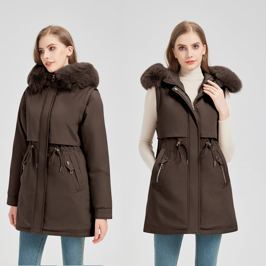 Brielle Vest with Hood in Brown