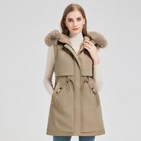 Brielle Vest with Hood in Khaki