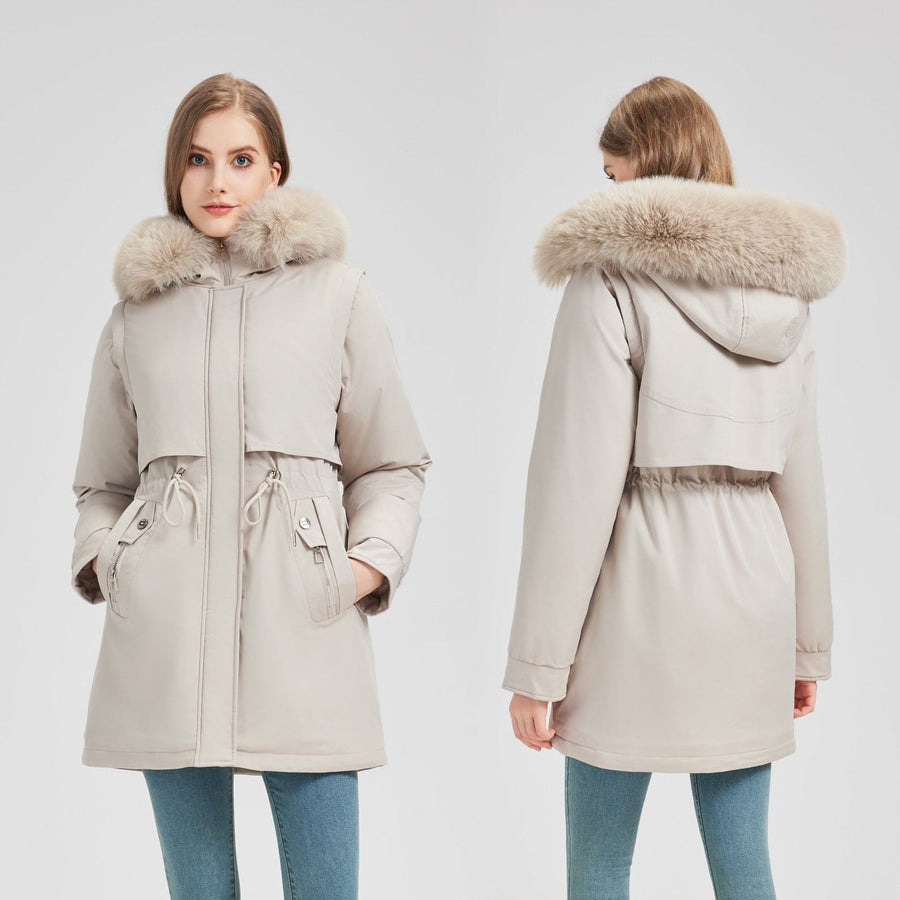 Brielle Vest with Hood in Light Grey