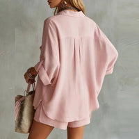 Brindara Women's Linen Two Piece Set in Pink
