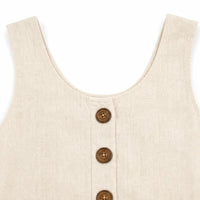 Brindara Women's Sleeveless Button Front Pocket Dress in Cream