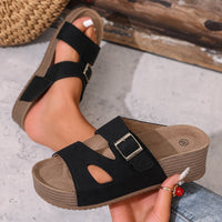 Brindelle Women's Flat Sandal with Ankle Strap in Black