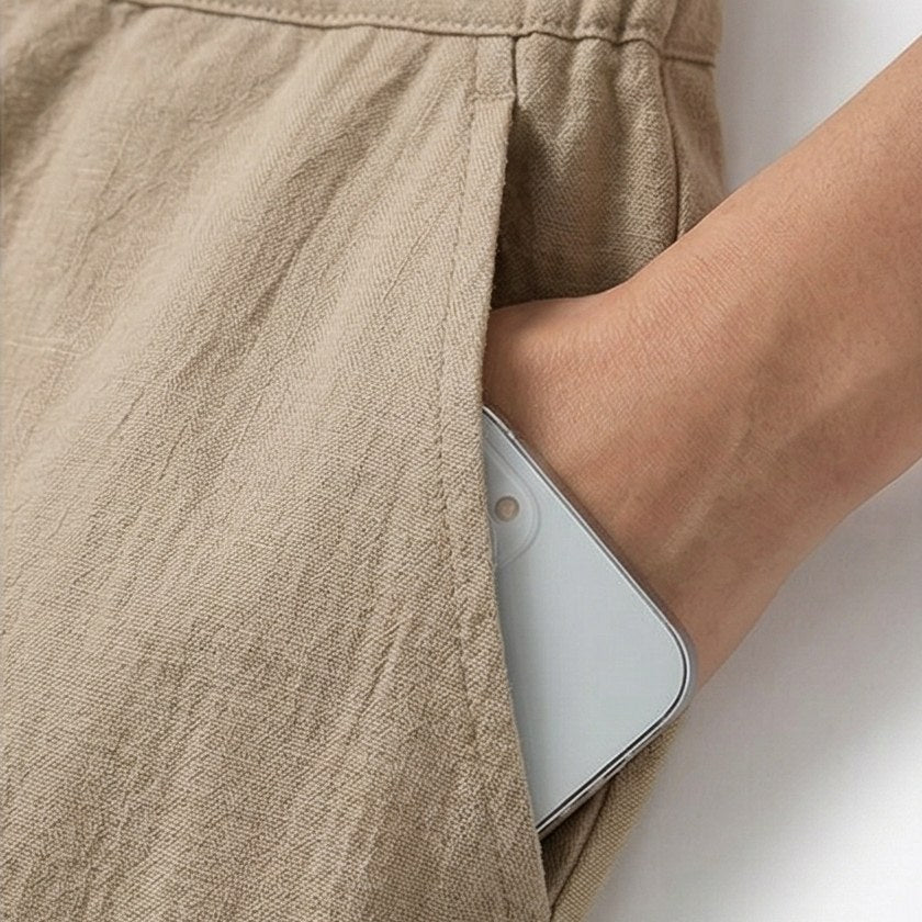 Brindis Women's Wide Leg Cropped Linen Pants