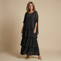 Brinelle Women's Tiered Layered Maxi Sundress in Black
