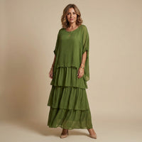 Brinelle Women's Tiered Layered Maxi Sundress in Green