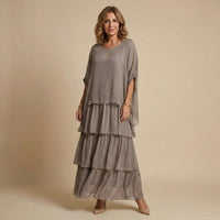 Brinelle Women's Tiered Layered Maxi Sundress in Grey
