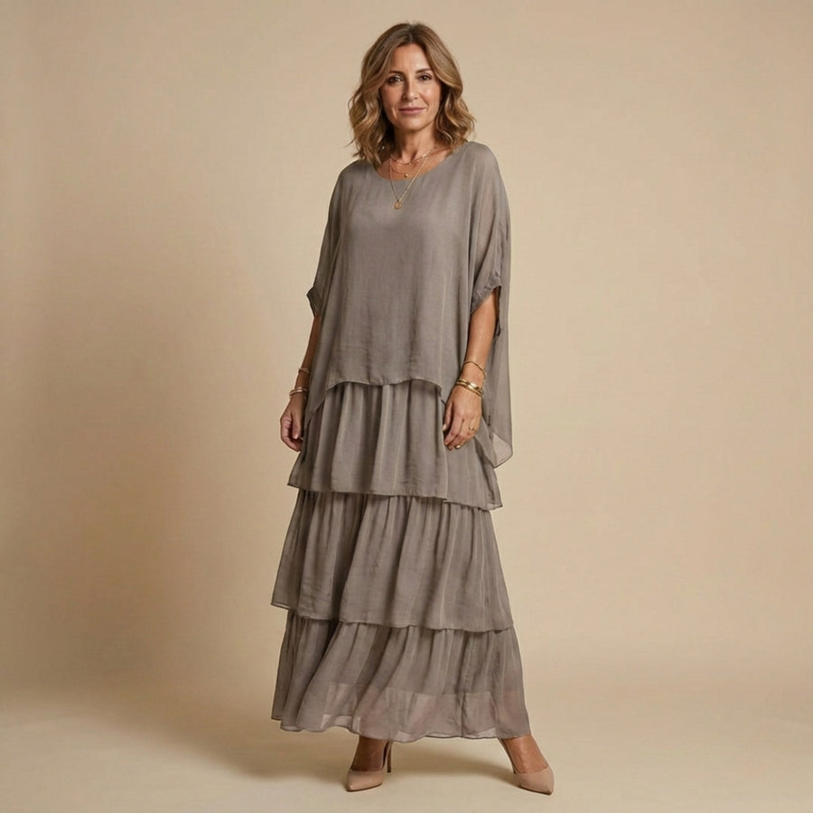 Brinelle Women's Tiered Layered Maxi Sundress in Grey