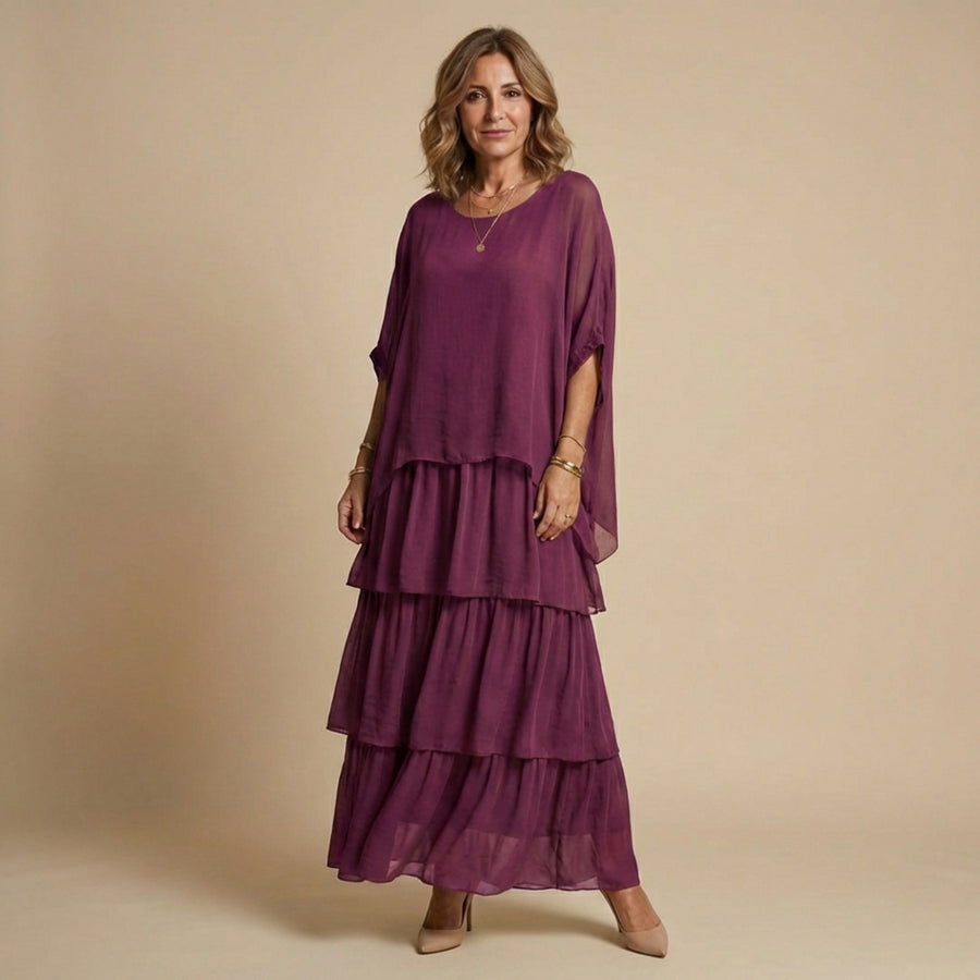 Brinelle Women's Tiered Layered Maxi Sundress in Purple