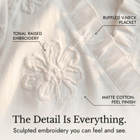Brinley Women's Floral Embroidered Puff Sleeve Blouse
