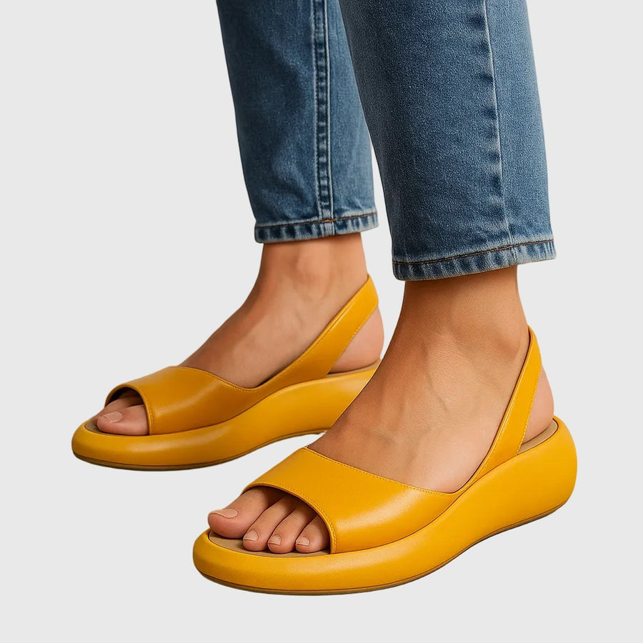 Briony Women's Open Toe Slide Sandals in Yellow