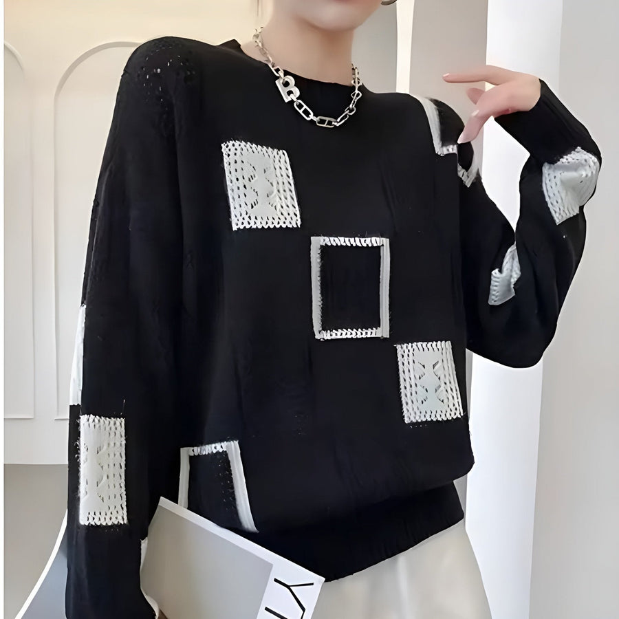 Viola | Women's Winter Block Pattern Knit Sweater
