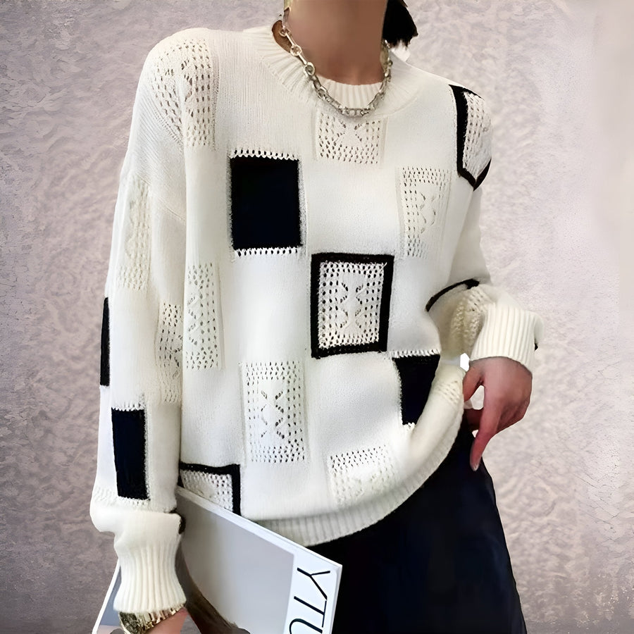 Viola | Women's Winter Block Pattern Knit Sweater
