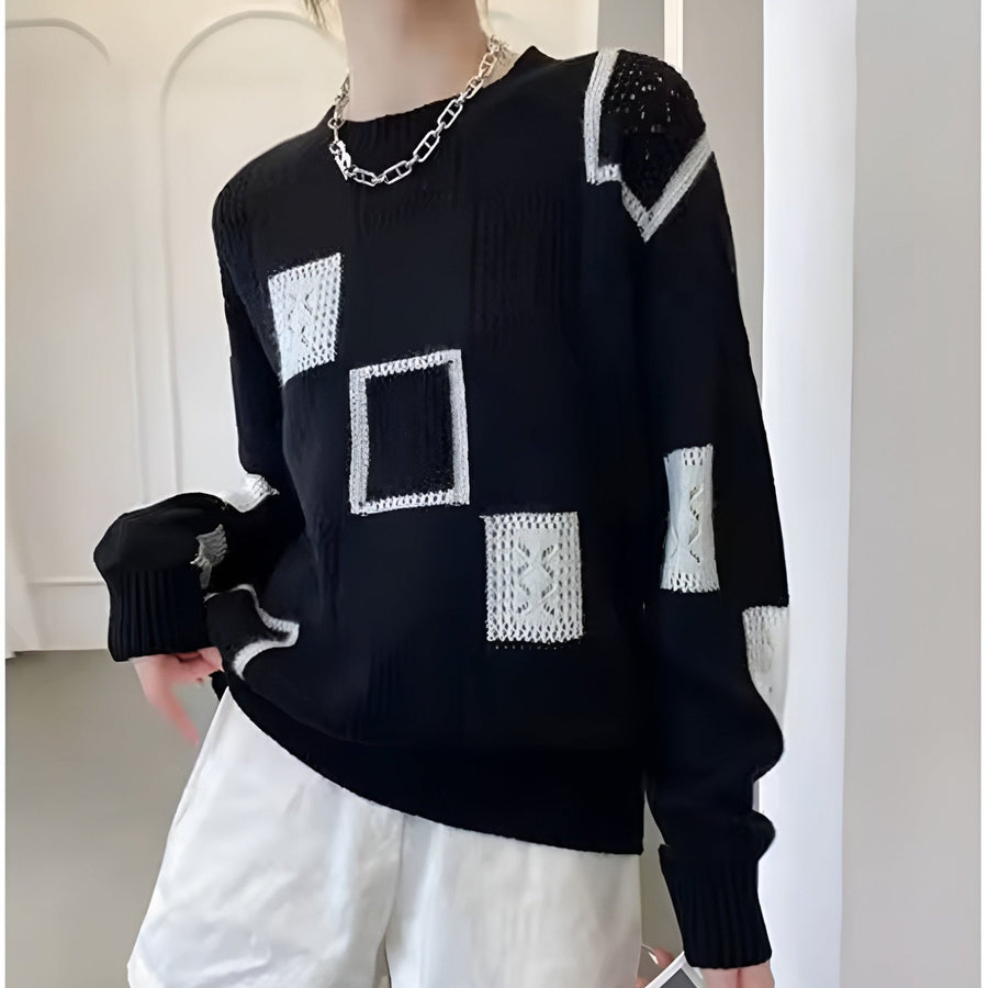 Viola | Women's Winter Block Pattern Knit Sweater