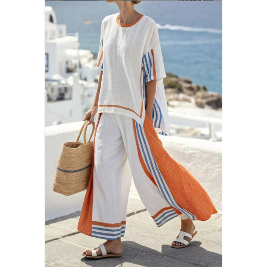 Brooke™ Striped Two-Piece Set in White