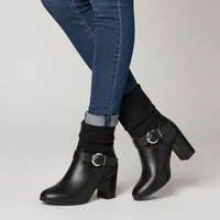 Brooklyne Block Heel Ankle Boot in Charcoal