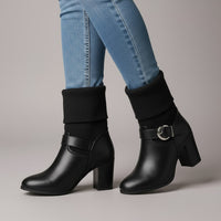 Brooklyne Block Heel Ankle Boot in Charcoal