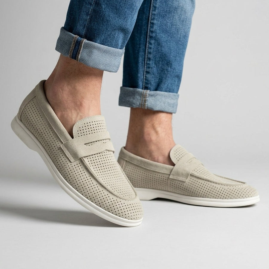 Brooks Smooth Suede Loafer in Light Sage