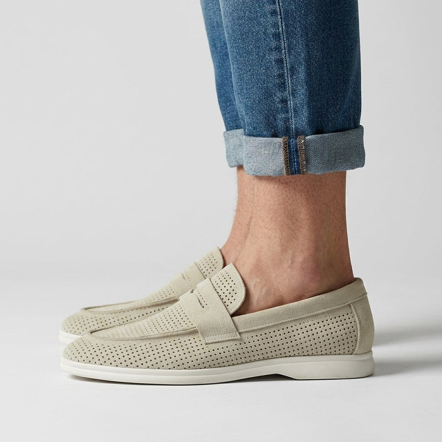 Brooks Smooth Suede Loafer in Light Sage