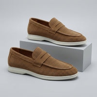 Brooks Smooth Suede Loafer in Sienna Brown