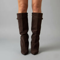Stefanie | Women's Leather Over The Knee Buckle Boots