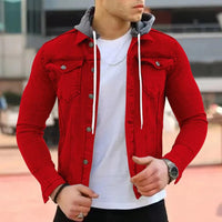 Bruno Denim Shirt with Hood in Red