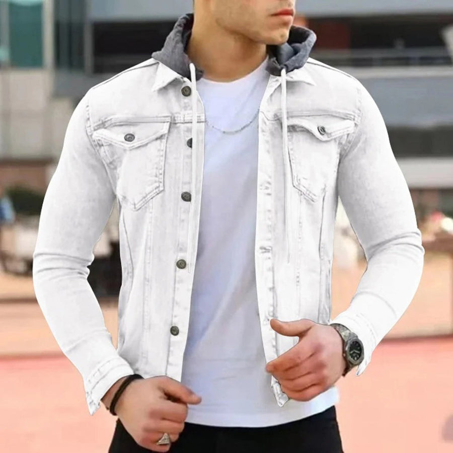 Bruno Denim Shirt with Hood in White