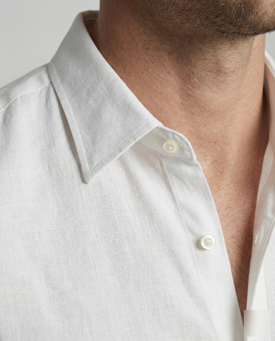 Bruno Linen Shirt with Stand Collar