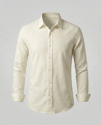 Bruno Linen Shirt with Stand Collar in Khaki