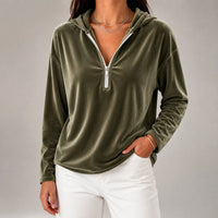 Brynn Velour Hoodie in Forest Green