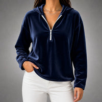 Brynn Velour Hoodie in Navy Blue