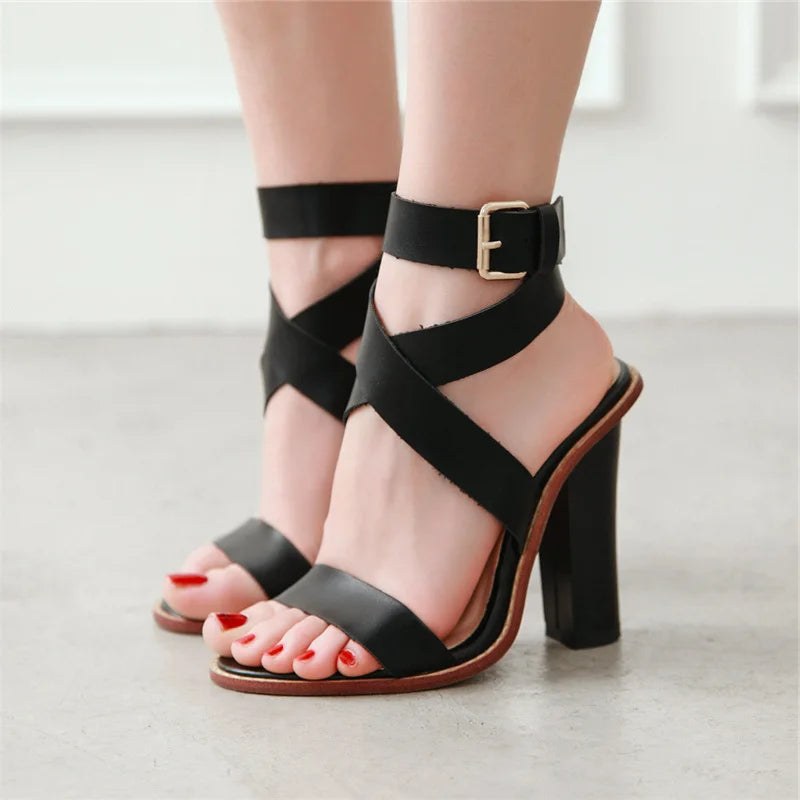 Brynne Block Heel Sandal in Charcoal