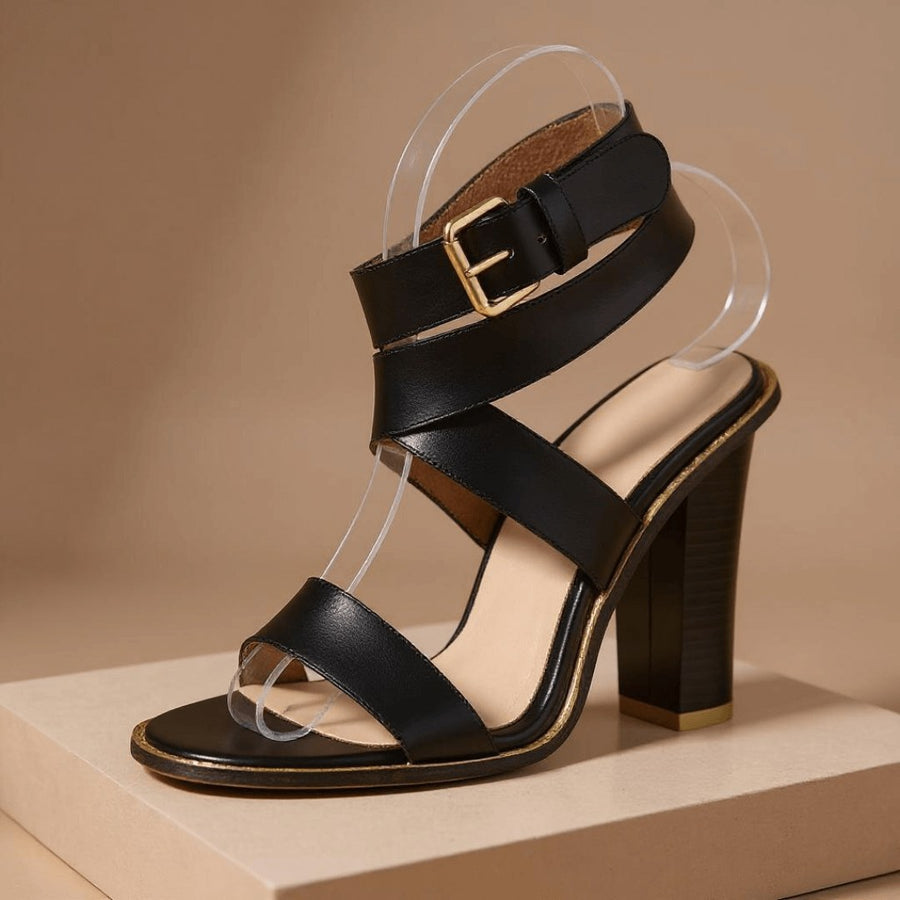 Brynne Block Heel Sandal in Charcoal