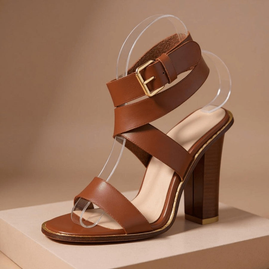 Brynne Block Heel Sandal in Sienna Brown