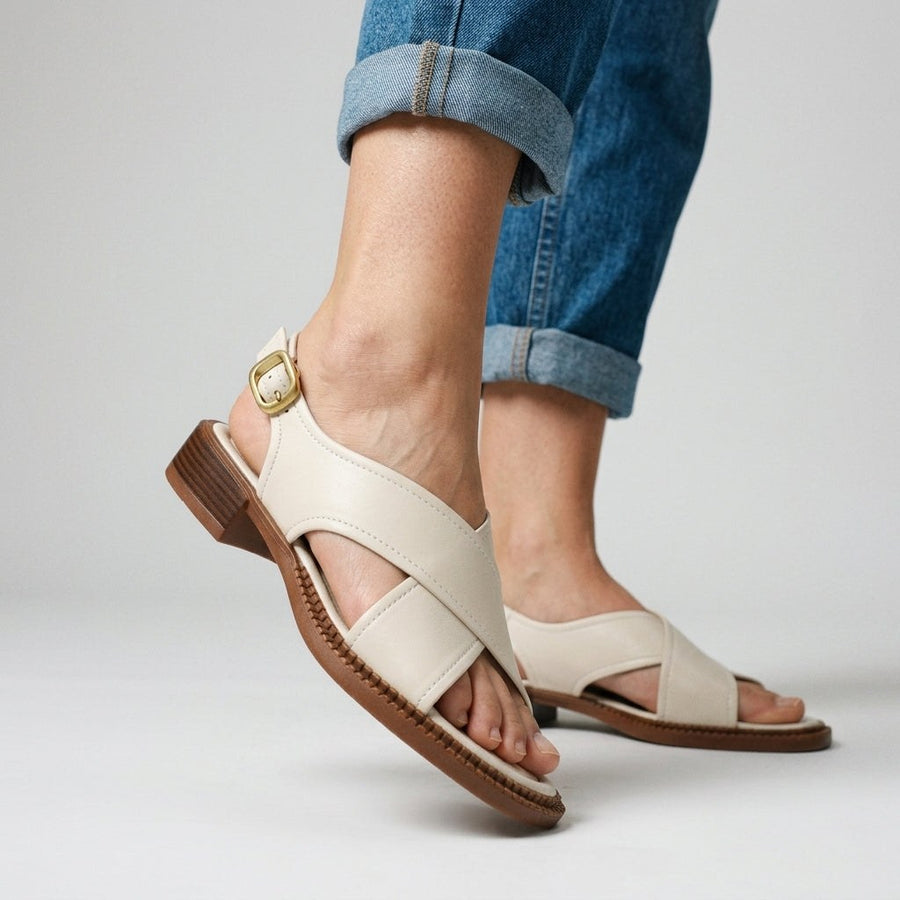 Brynne Crossband Slingback Sandal in Pearl