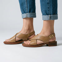Brynne Crossband Slingback Sandal in Sienna Brown