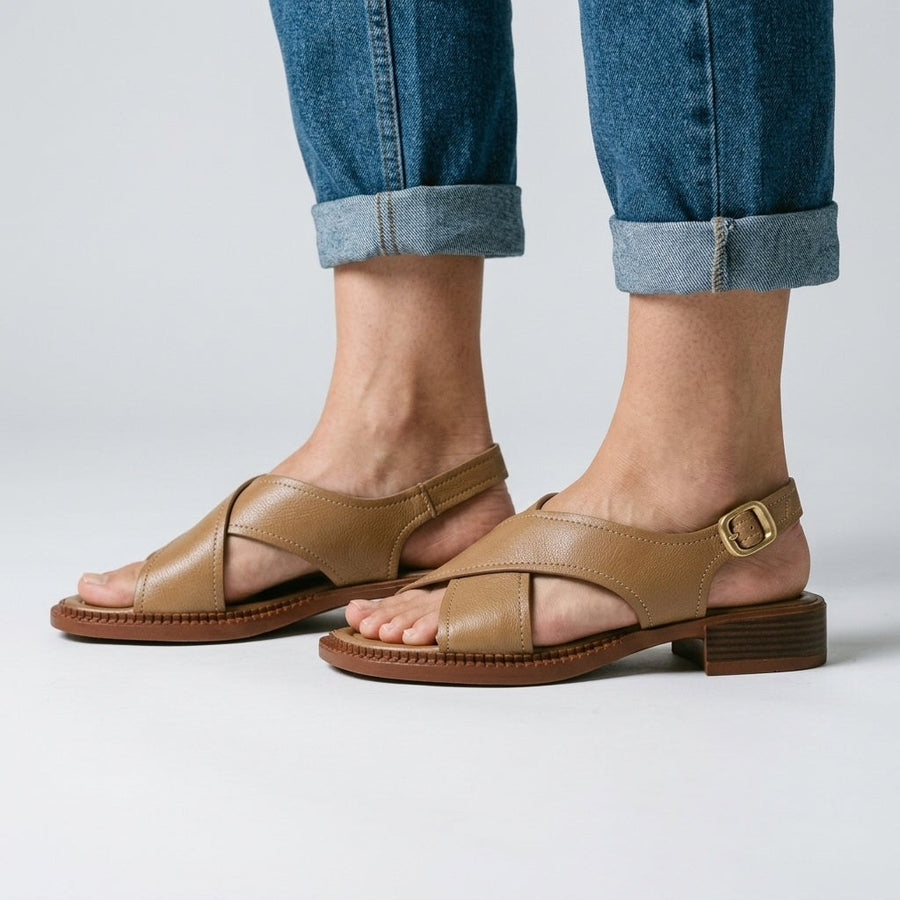 Brynne Crossband Slingback Sandal in Sienna Brown