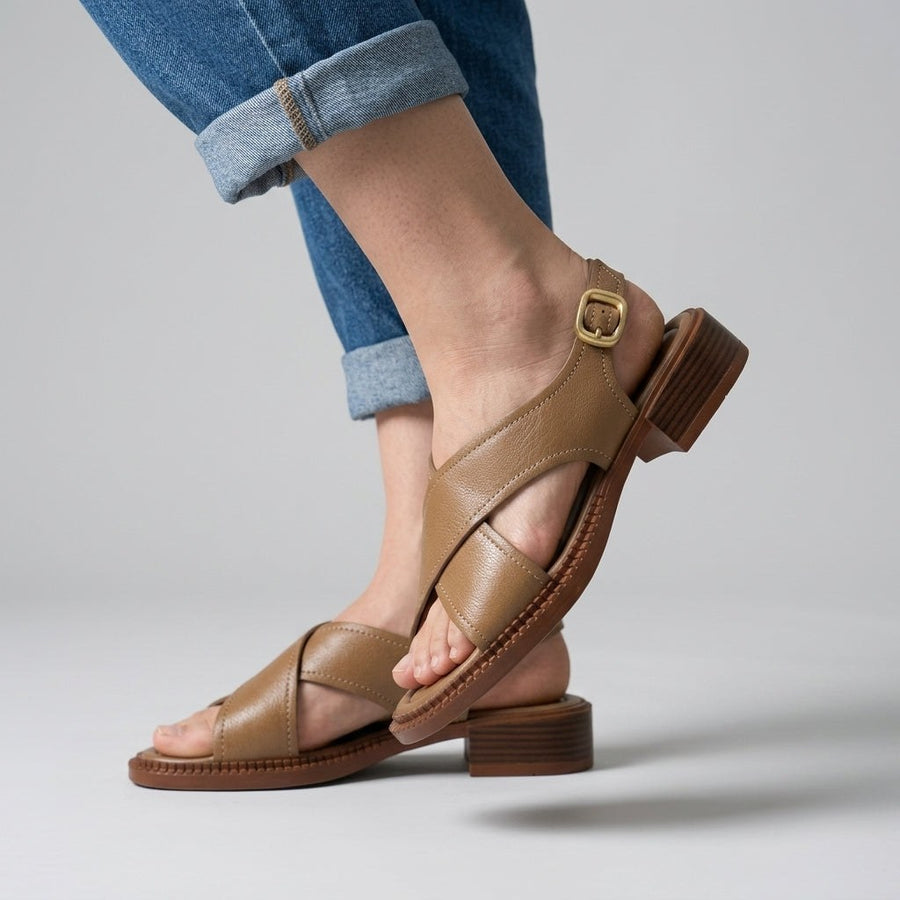 Brynne Crossband Slingback Sandal in Sienna Brown