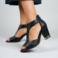 Brynne Cutout Block Heel in Charcoal